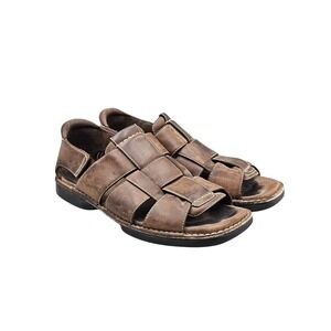 Cole Haan‎ Country Men's Size 9 US VGC Brown Leather Pull On Fisherman Sandals